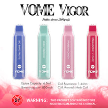 Load image into Gallery viewer, Vome Vigor Disposable vape Device (2500PUFFS)
